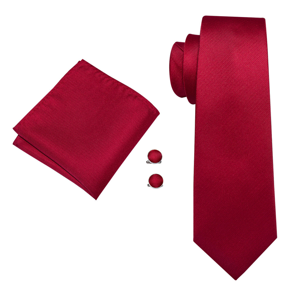 Red Solid Crimson Tie, Pocket Square and Cufflinks Set tie sets - Sophisticated Gentlemen