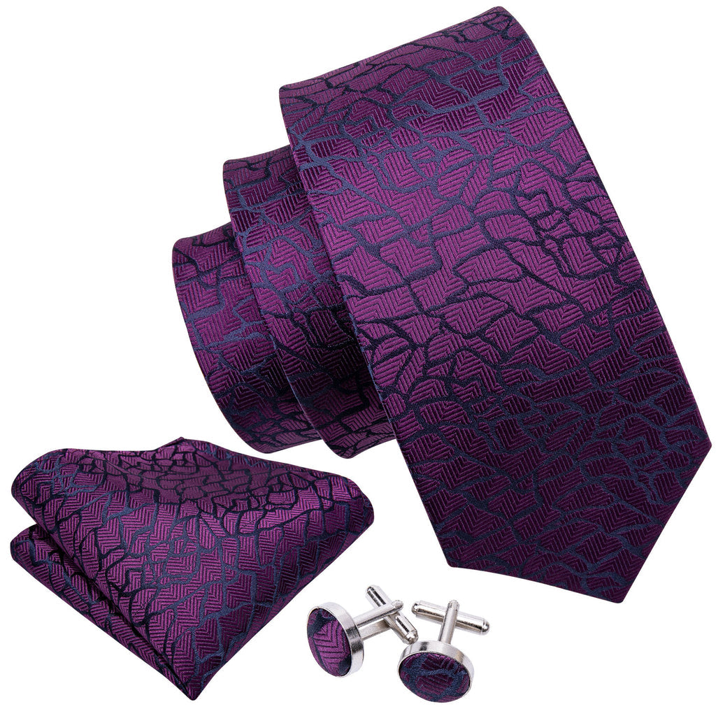 Purple Black Plaid Tie, Pocket Square and Cufflinks Set tie sets - Sophisticated Gentlemen