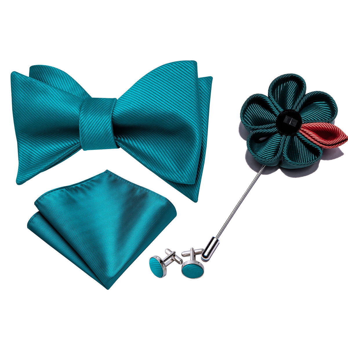 Blue Solid Bow Tie Set bow ties - Sophisticated Gentlemen