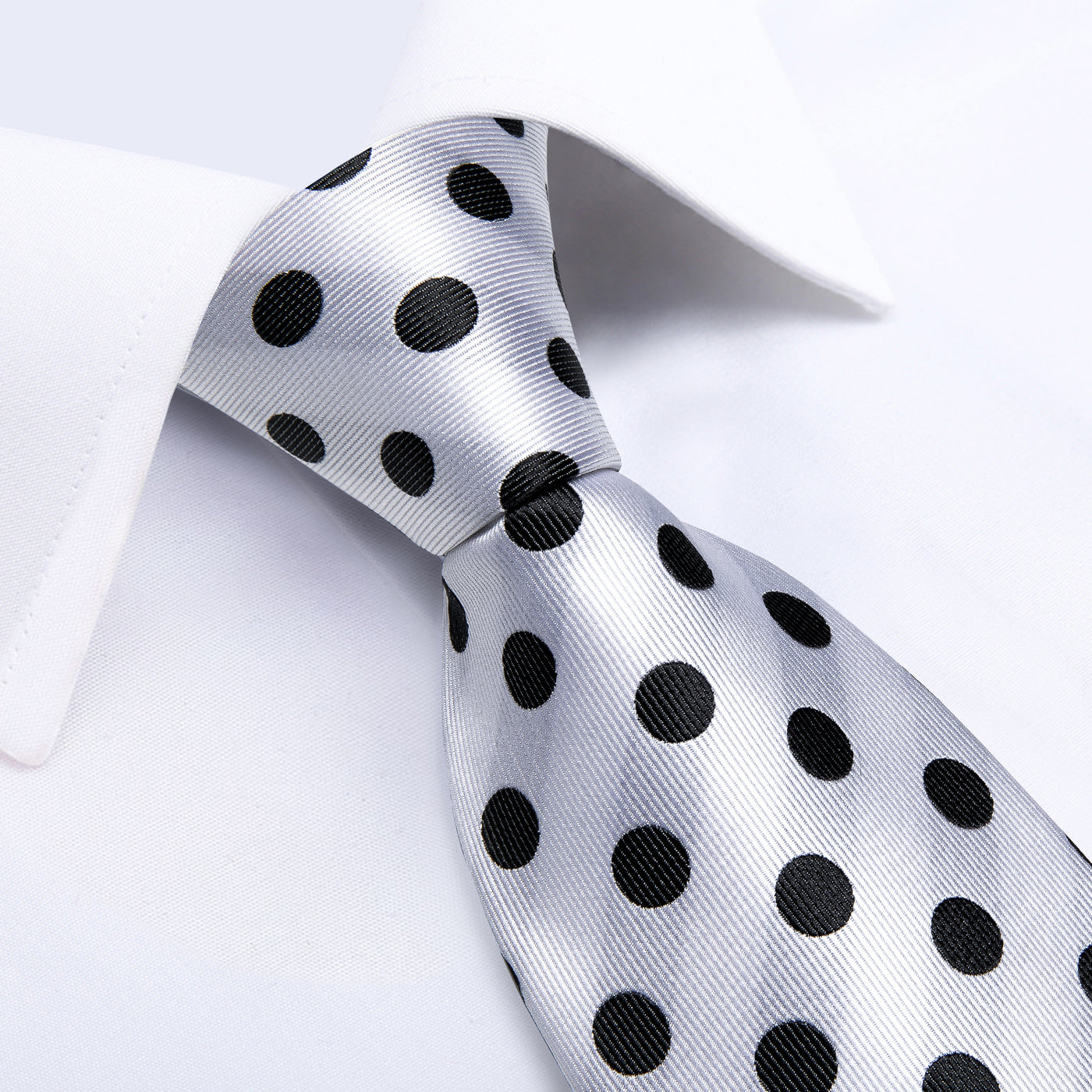 Black & White Polka Dot Tie, Pocket Square and Cufflinks tie sets - Sophisticated Gentlemen