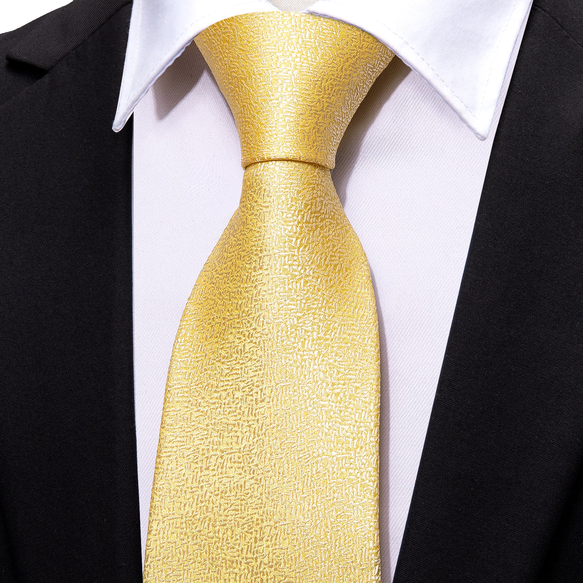 Golden Solid Silk Tie, Pocket Square and Cufflinks Set tie sets - Sophisticated Gentlemen