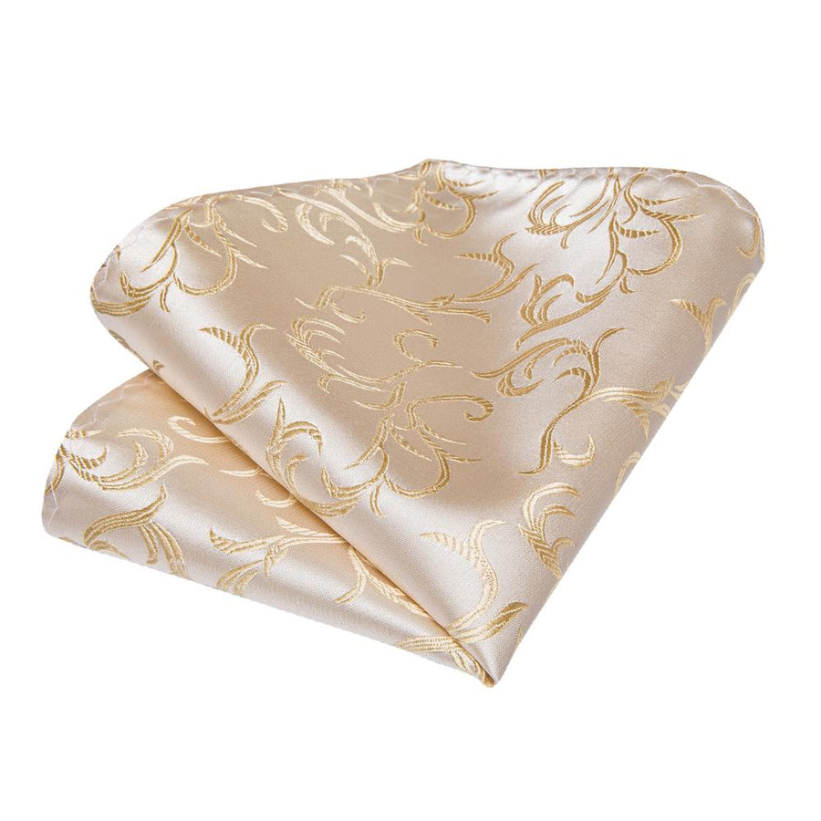 Champagne and Silver Floral XL Tie, Pocket Square and Cufflinks tie sets - Sophisticated Gentlemen
