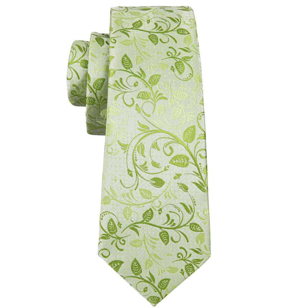 Green Floral Tie, Pocket Square and Cufflinks Set tie sets - Sophisticated Gentlemen