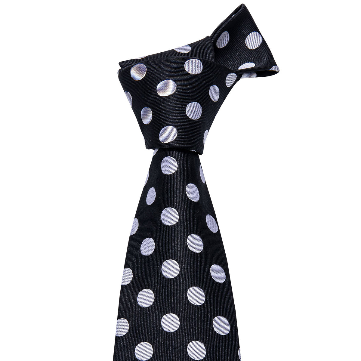 Dashing Black & Silver Polka Dot Tie Set with Pocket Square and Cufflinks tie sets - Sophisticated Gentlemen