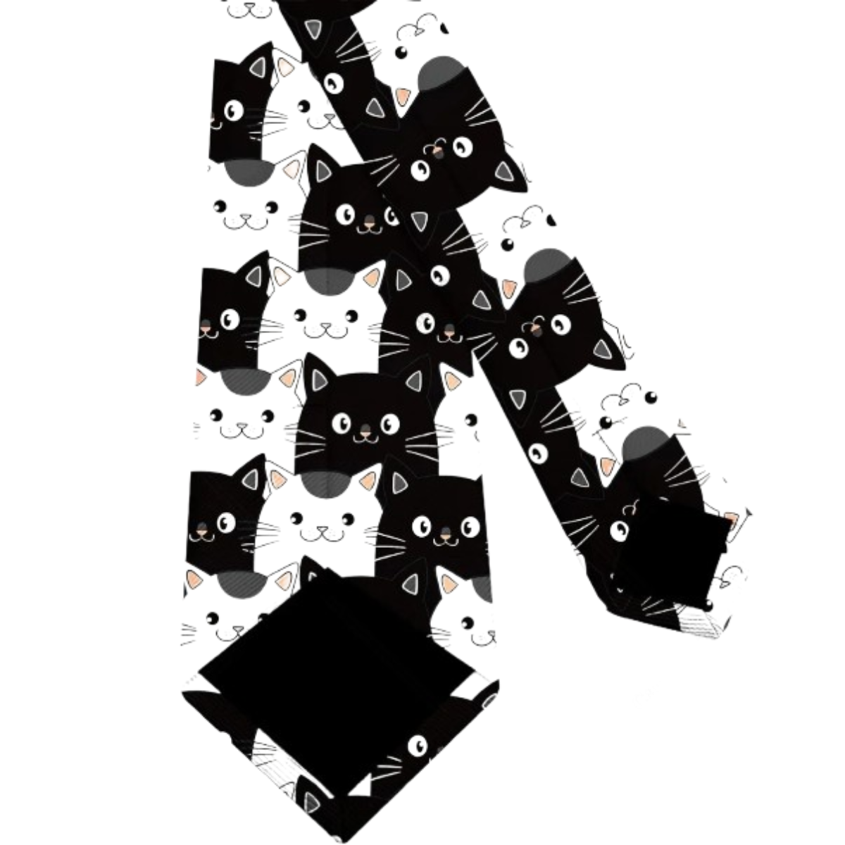 Black & White Cat Pattern Silk Tie – Fun & Stylish Tie for Cat Lovers Tie set - Sophisticated Gentlemen