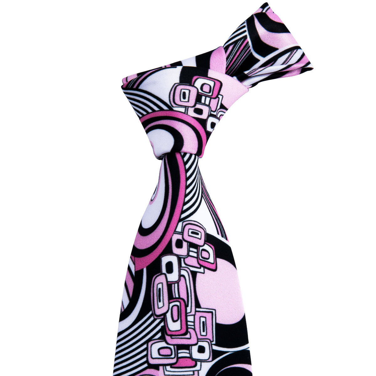 Bold Black and Pink Designer Silk Tie Set with Pocket Square and Cufflinks tie sets - Sophisticated Gentlemen