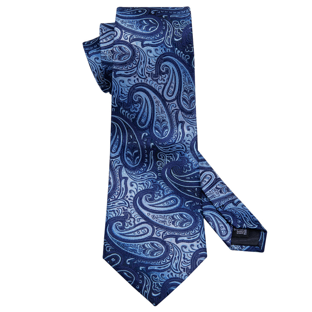 Blue Coral Paisley Tie, Pocket Square and Cufflinks Set tie sets - Sophisticated Gentlemen