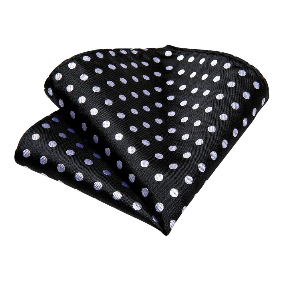 Black & White Polka Dot Silk Tie, Pocket Square & Cufflinks Set tie sets - Sophisticated Gentlemen