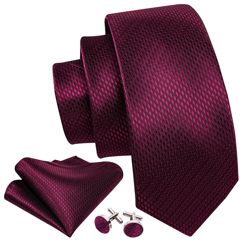Red Geometric Polka Dot Tie, Pocket Square and Cufflinks Set tie sets - Sophisticated Gentlemen