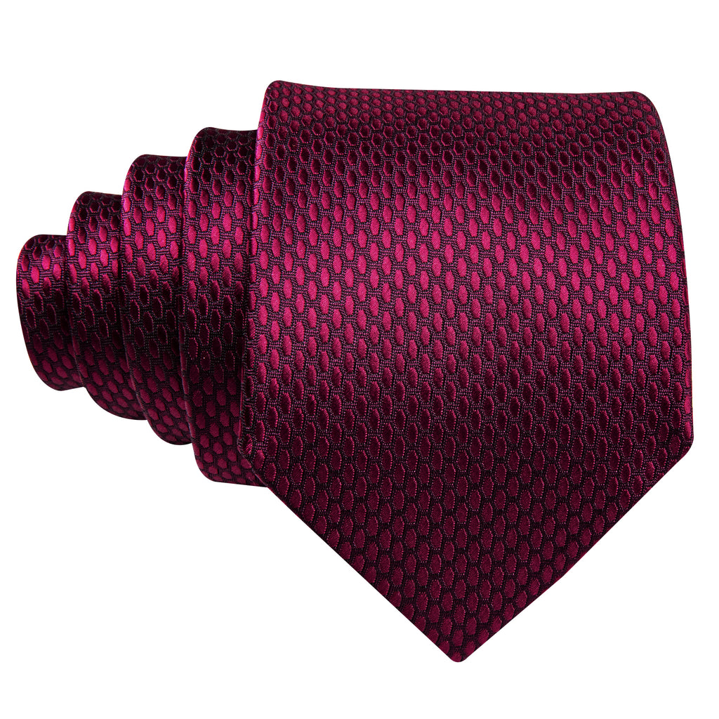 Red Geometric Polka Dot Tie, Pocket Square and Cufflinks Set tie sets - Sophisticated Gentlemen