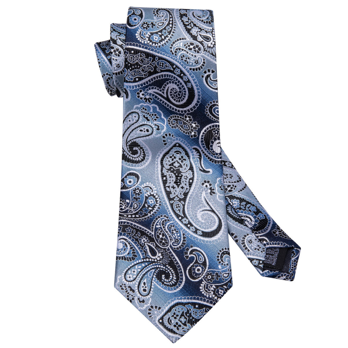 Blue Black Paisley Tie, Pocket Square and Cufflinks Set tie sets - Sophisticated Gentlemen