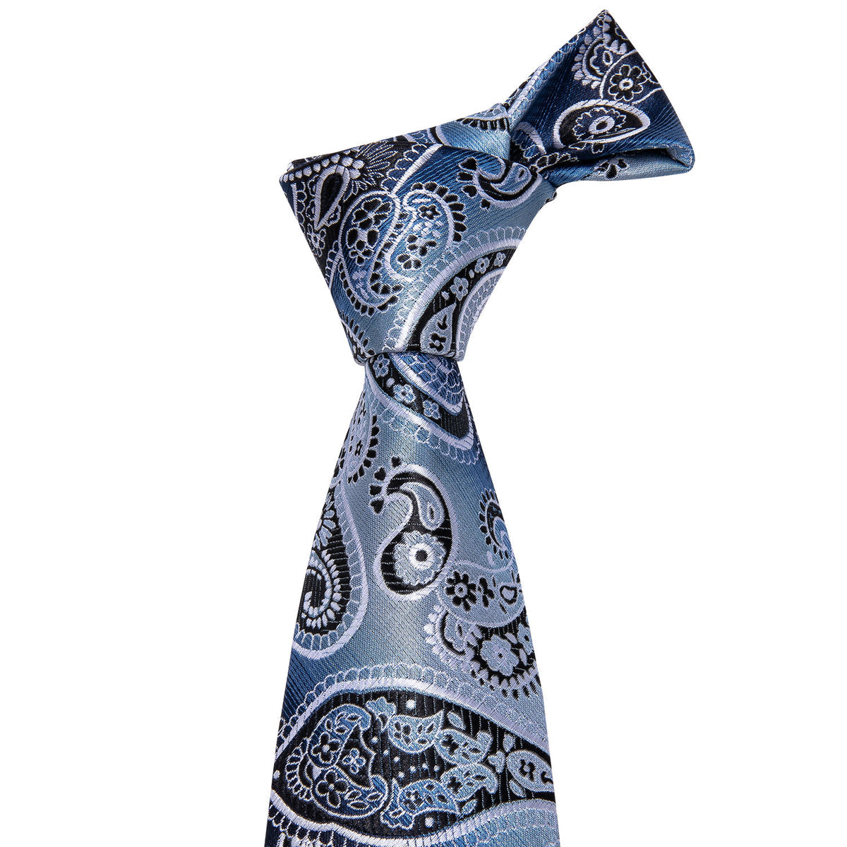 Blue Black Paisley Tie, Pocket Square and Cufflinks Set tie sets - Sophisticated Gentlemen