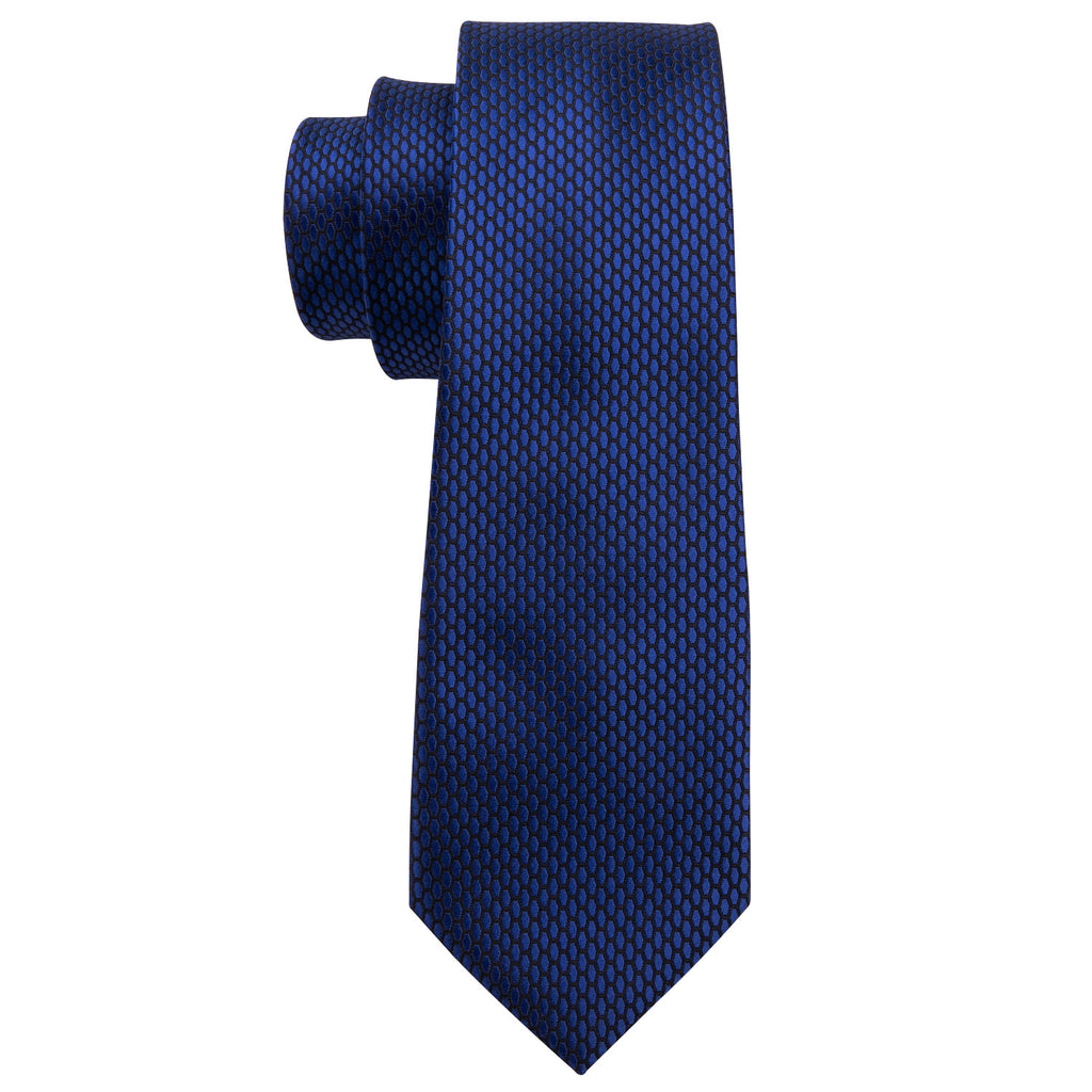 Navy Blue Geometric Tie, Pocket Square and Cufflinks Set tie sets - Sophisticated Gentlemen