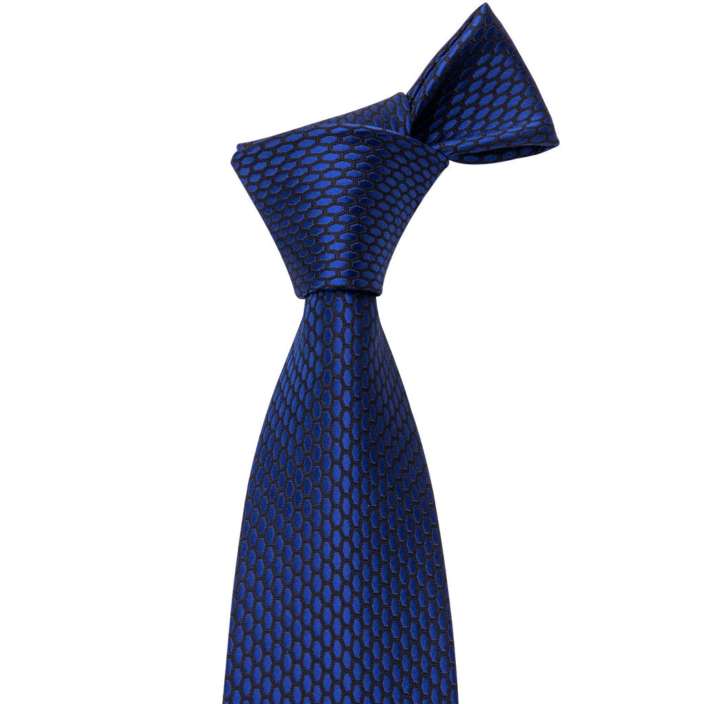 Navy Blue Geometric Tie, Pocket Square and Cufflinks Set tie sets - Sophisticated Gentlemen