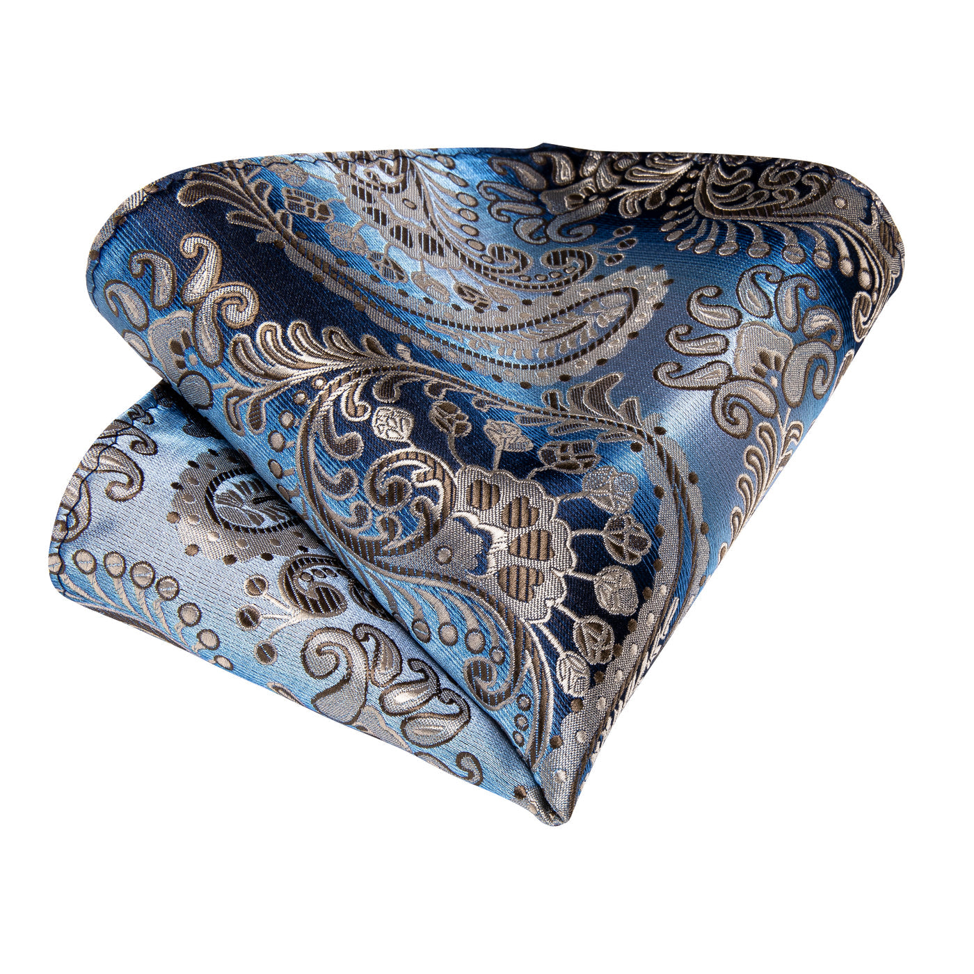 Slate Blue & Silver Paisley Silk Tie, Pocket Square & Cufflinks Set tie set - Sophisticated Gentlemen