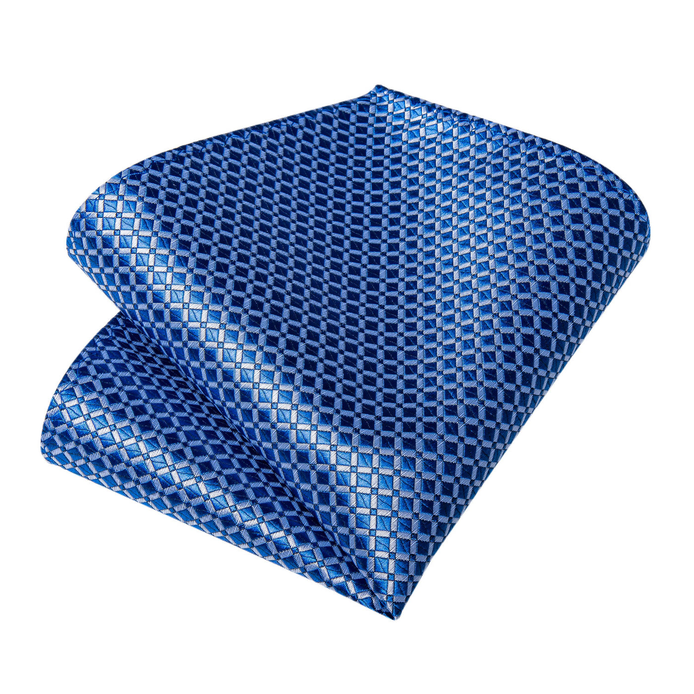 Modern Blue Plaid Silk Tie Set with Pocket Square and Cufflinks tie sets - Sophisticated Gentlemen