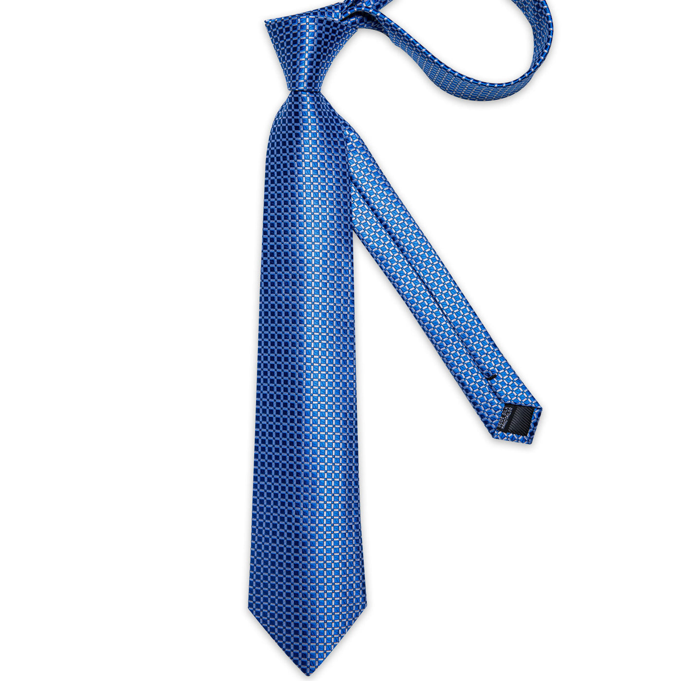 Modern Blue Plaid Silk Tie Set with Pocket Square and Cufflinks tie sets - Sophisticated Gentlemen