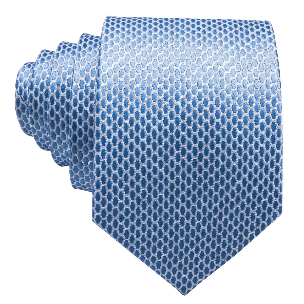 Sky Blue Geometric Tie, Pocket Square and Cufflinks Set tie sets - Sophisticated Gentlemen