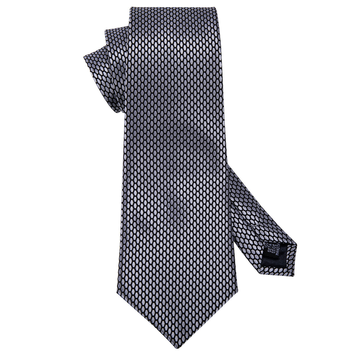 Sophisticated Gray Geometric Plaid Tie Set with Pocket Square and Cufflinks tie sets - Sophisticated Gentlemen