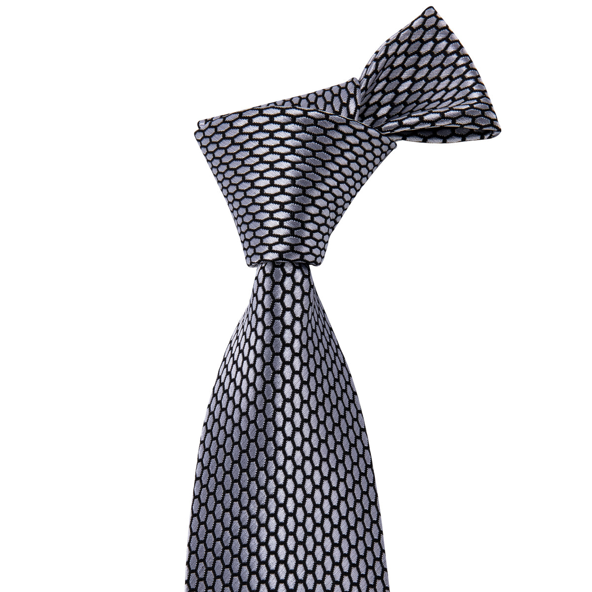 Sophisticated Gray Geometric Plaid Tie Set with Pocket Square and Cufflinks tie sets - Sophisticated Gentlemen