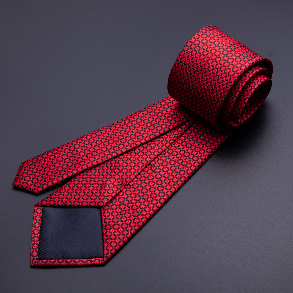 Red Plaid Tie, Pocket Square and Cufflinks Set tie sets - Sophisticated Gentlemen