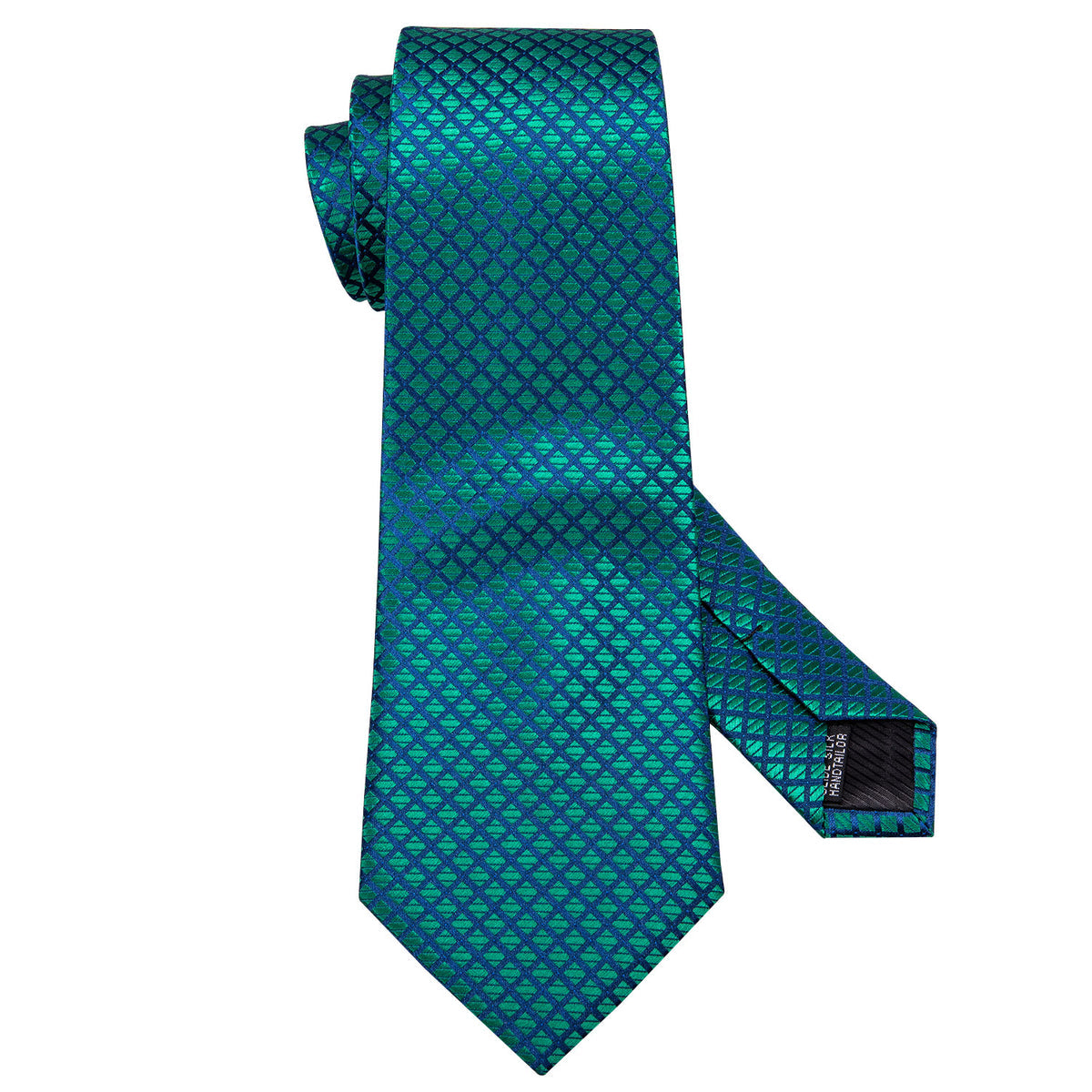 Checkered Teal Blue Plaid Tie, Pocket Square and Cufflinks Set tie sets - Sophisticated Gentlemen