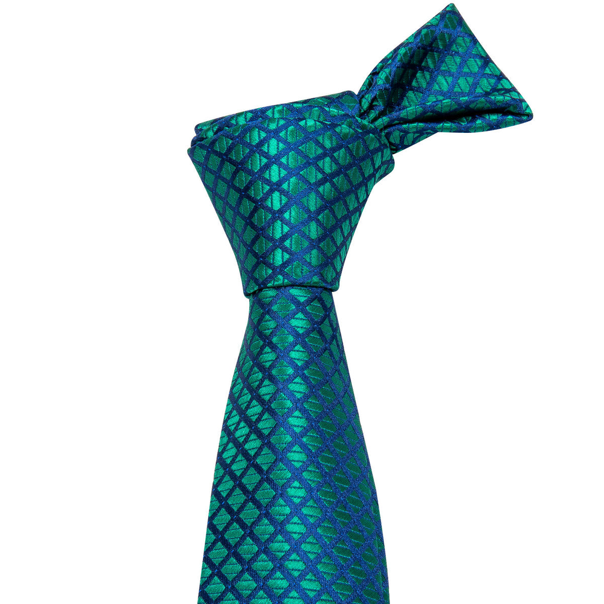 Checkered Teal Blue Plaid Tie, Pocket Square and Cufflinks Set tie sets - Sophisticated Gentlemen