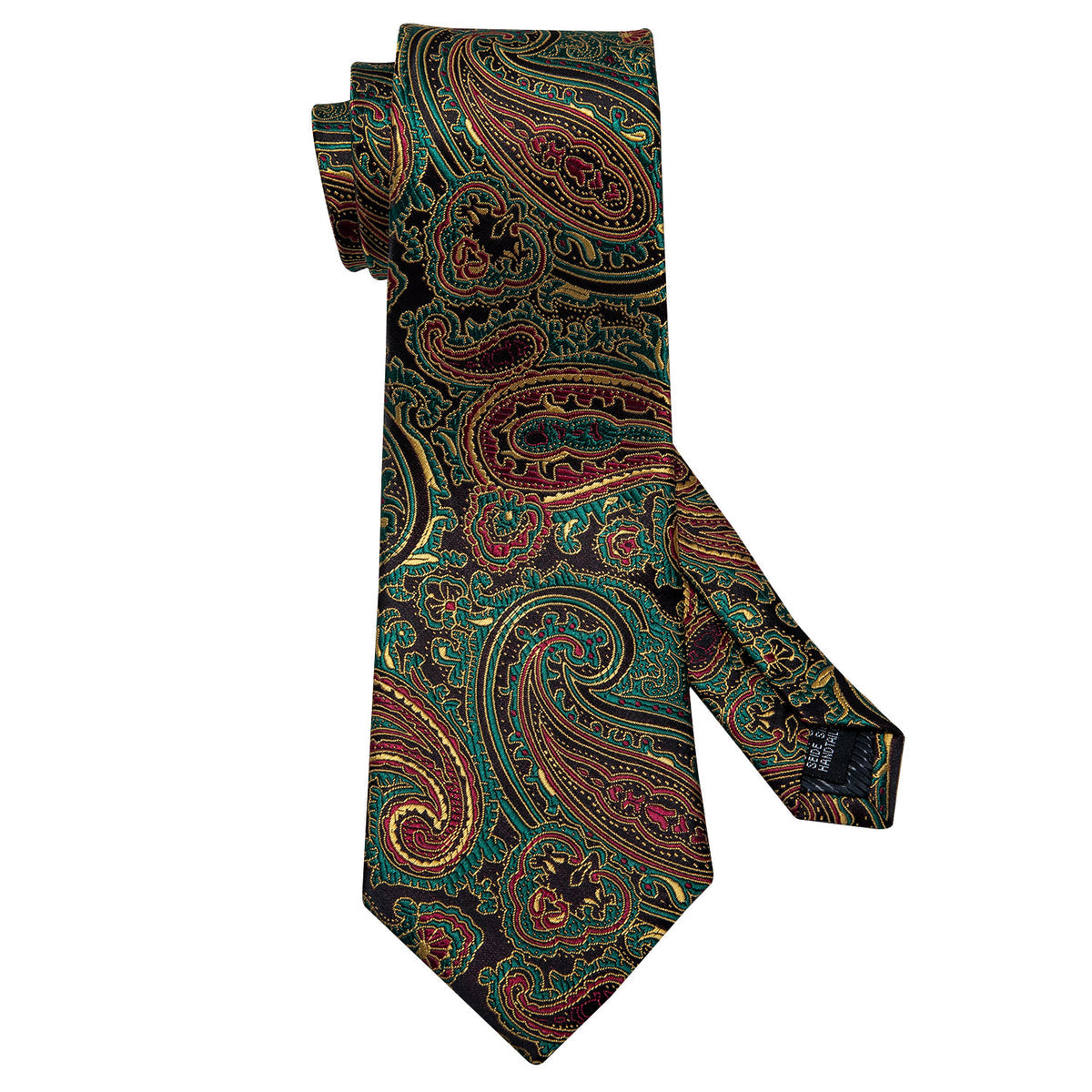 Olive Green & Bronze Paisley Silk Tie, Pocket Square & Cufflinks Set tie sets - Sophisticated Gentlemen
