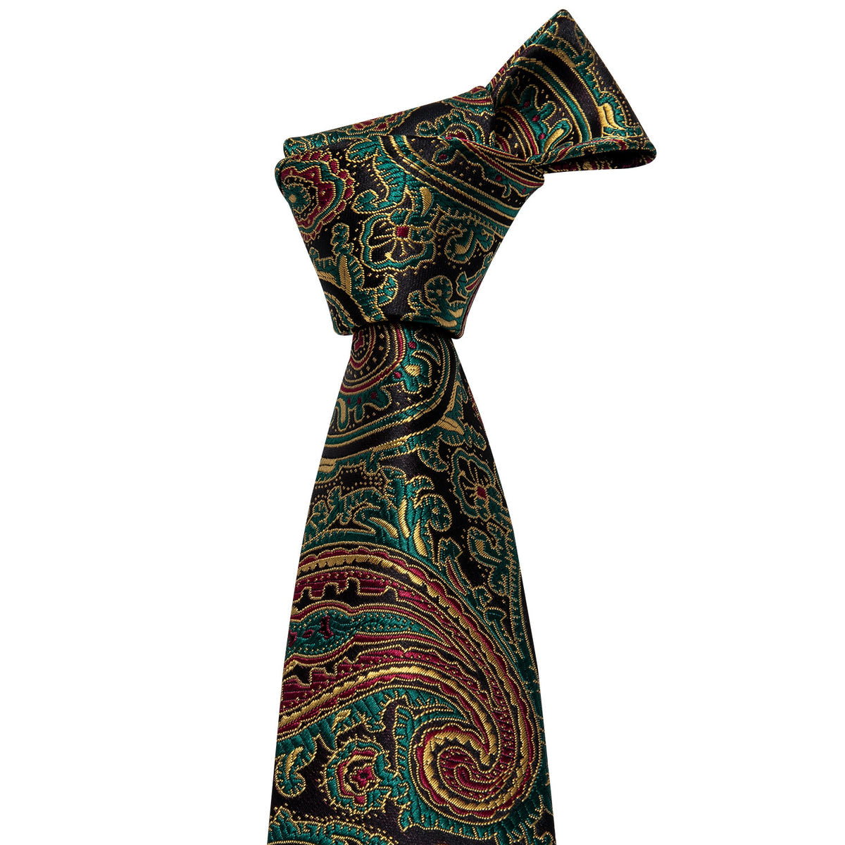 Olive Green & Bronze Paisley Silk Tie, Pocket Square & Cufflinks Set tie sets - Sophisticated Gentlemen
