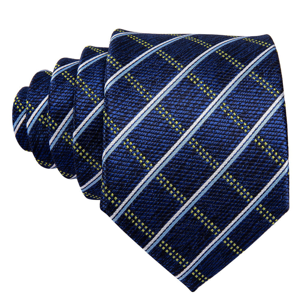 Royal Blue Plaid Tie, Pocket Square and Cufflinks Set tie sets - Sophisticated Gentlemen