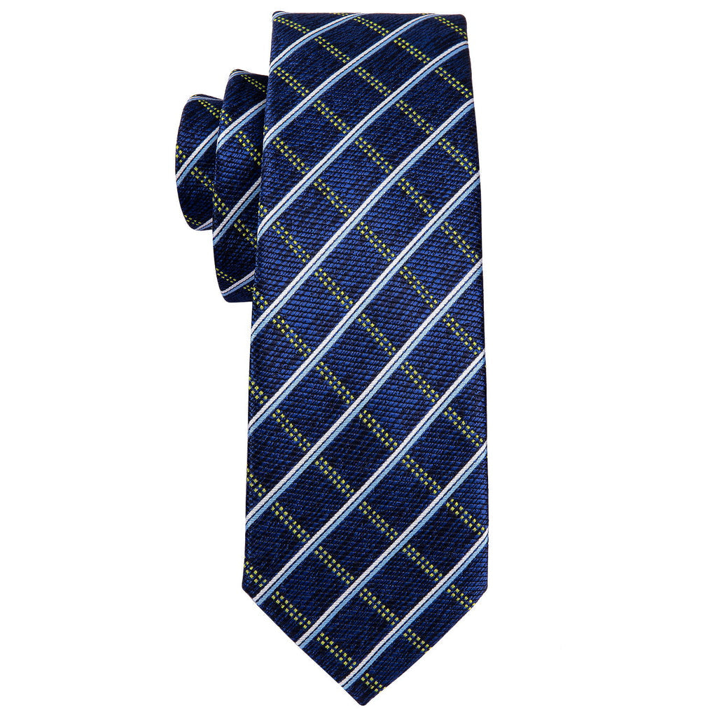 Royal Blue Plaid Tie, Pocket Square and Cufflinks Set tie sets - Sophisticated Gentlemen