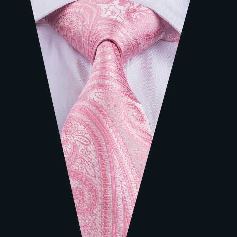 Pink Paisley Tie, Pocket Square and Cufflinks Set tie sets - Sophisticated Gentlemen