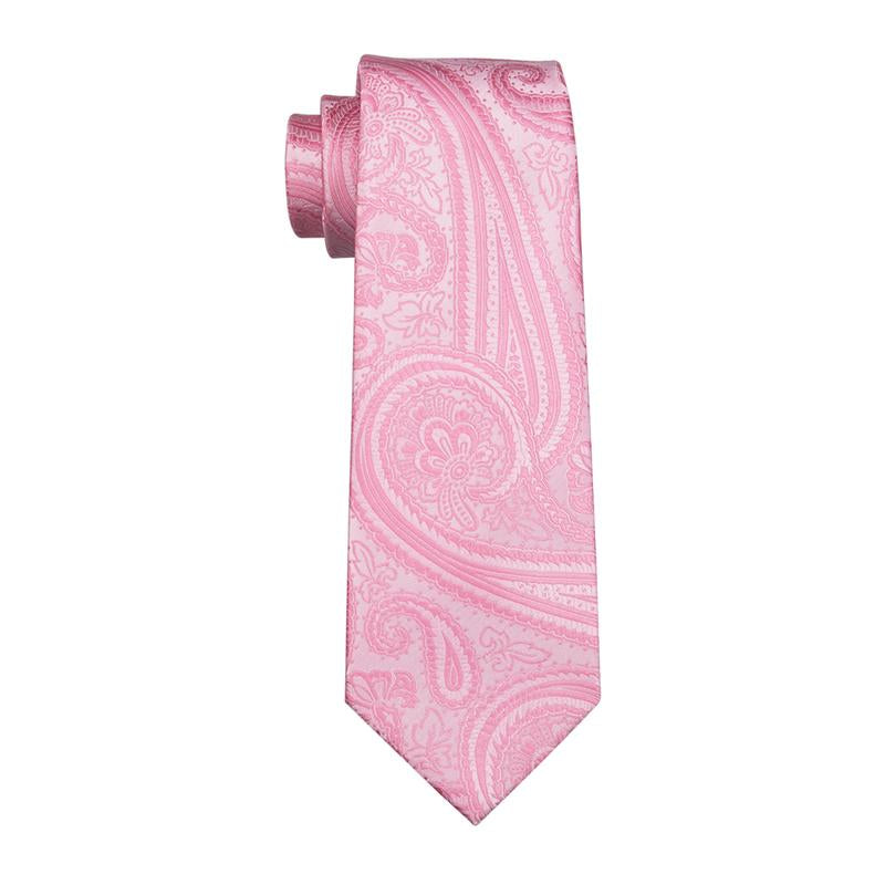 Pink Paisley Tie, Pocket Square and Cufflinks Set tie sets - Sophisticated Gentlemen