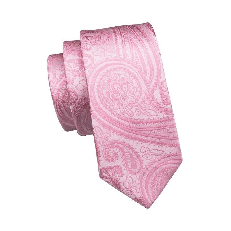 Pink Paisley Tie, Pocket Square and Cufflinks Set tie sets - Sophisticated Gentlemen