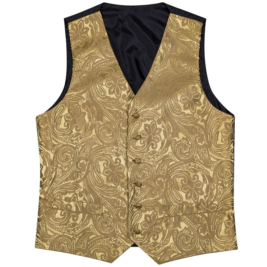 Floral Golden Silk Vest Set vest set - Sophisticated Gentlemen