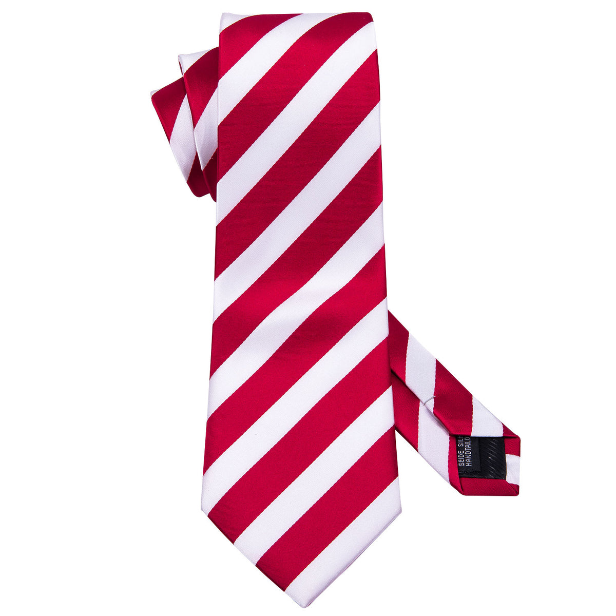 Red & White Striped Silk Tie, Pocket Square & Cufflinks Set tie sets - Sophisticated Gentlemen