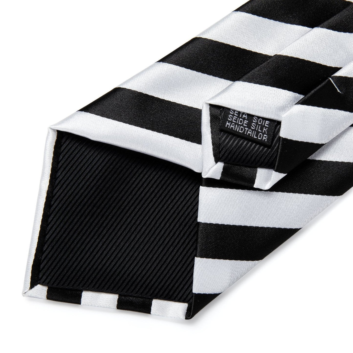 Black and White Striped Tie Set tie set - Sophisticated Gentlemen