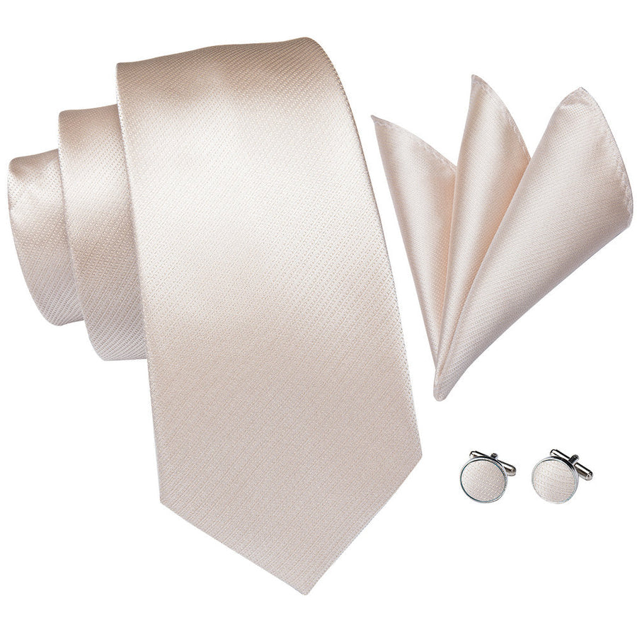Champagne Solid XL Tie, Pocket Square and Cufflinks tie sets - Sophisticated Gentlemen