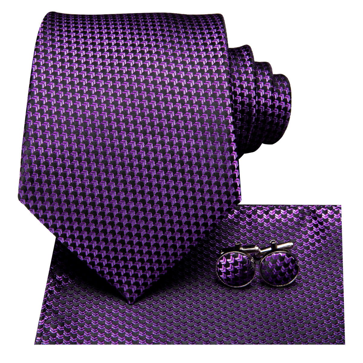 Modern Purple Tie, Pocket Square and Cufflinks tie sets - Sophisticated Gentlemen