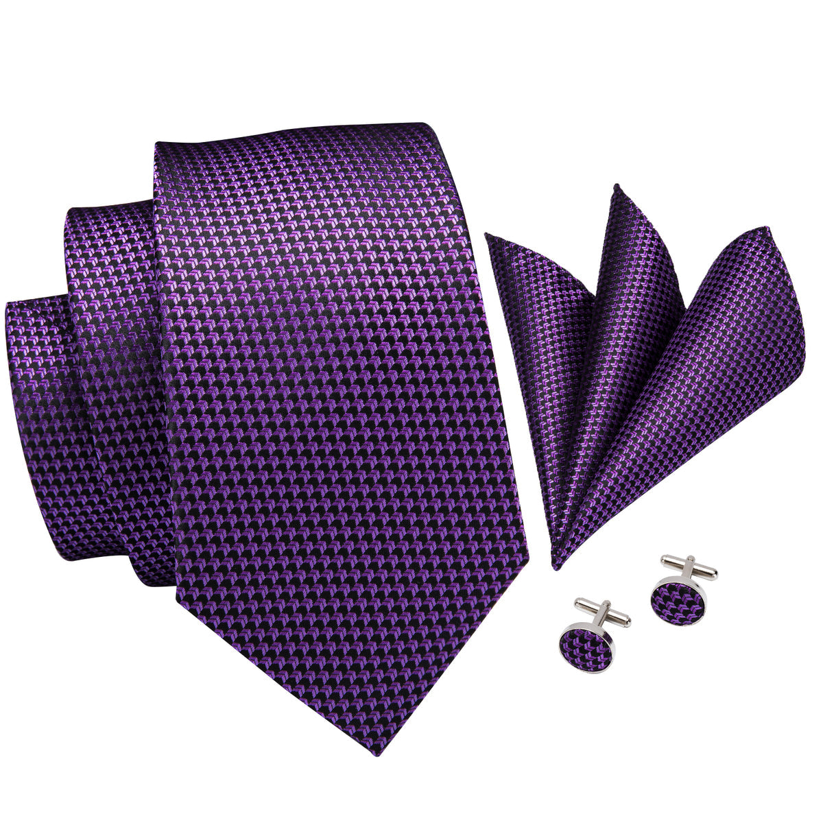 Modern Purple Tie, Pocket Square and Cufflinks tie sets - Sophisticated Gentlemen