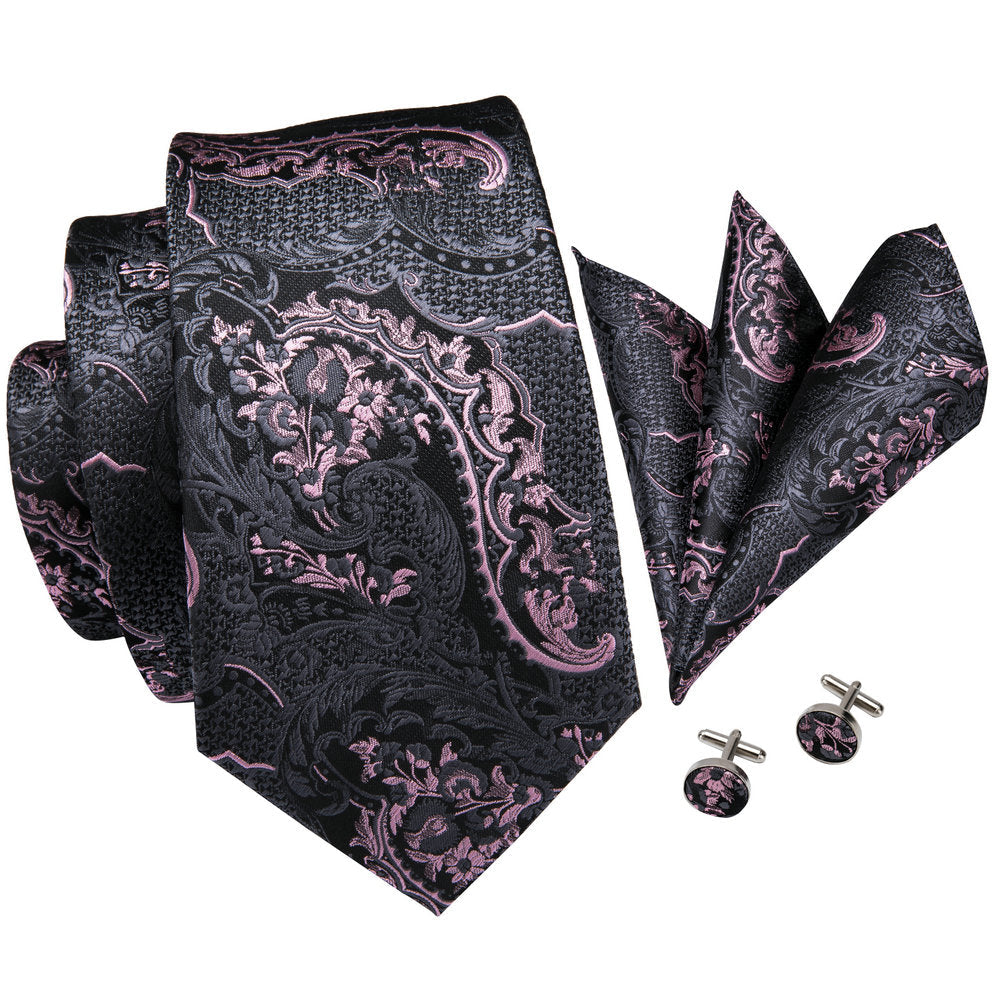 Graphite and Pink Luxury Tie Set tie sets - Sophisticated Gentlemen