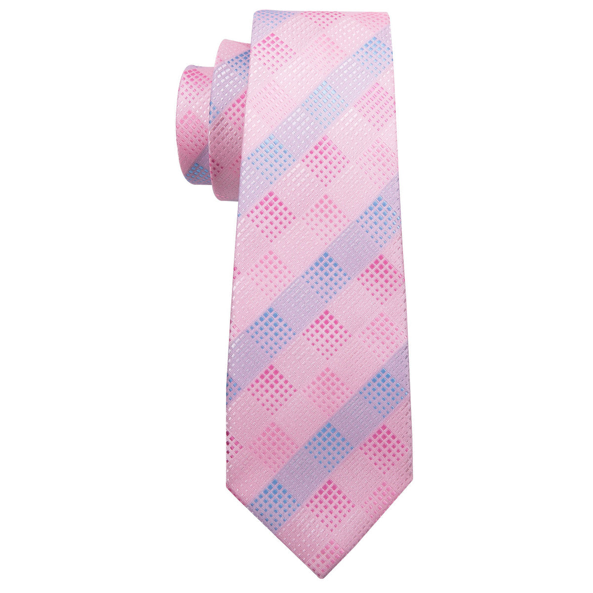 Pink Plaid Silk Men's Tie, Pocket Square and Cufflinks Set tie sets - Sophisticated Gentlemen