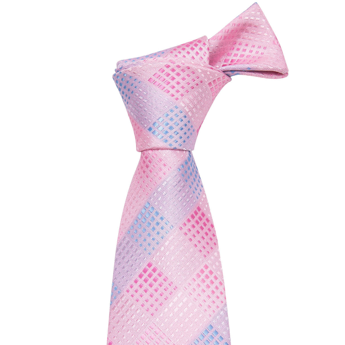 Pink Plaid Silk Men's Tie, Pocket Square and Cufflinks Set tie sets - Sophisticated Gentlemen