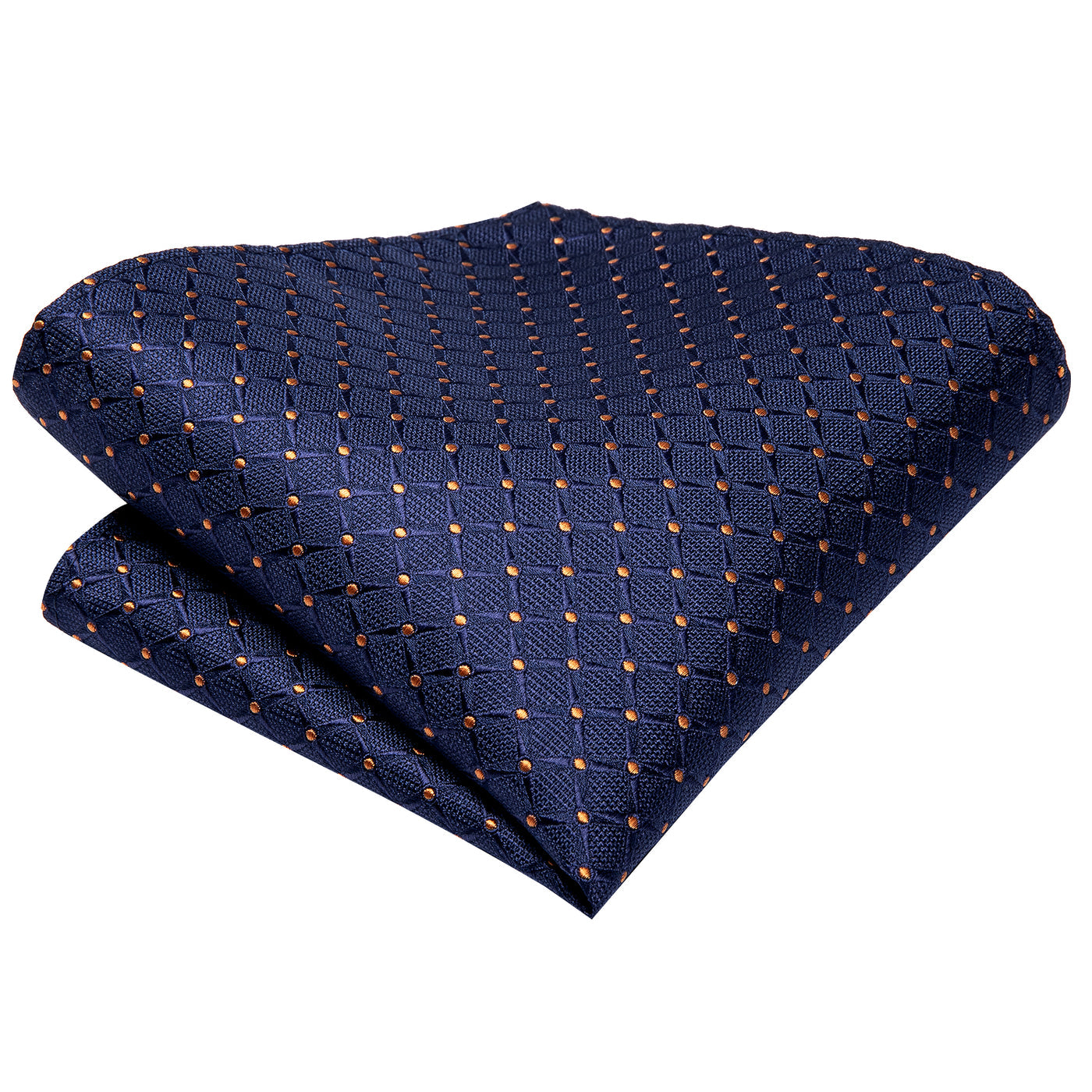 Navy & Gold Grid Pattern Silk Tie, Pocket Square & Cufflinks Set tie sets - Sophisticated Gentlemen