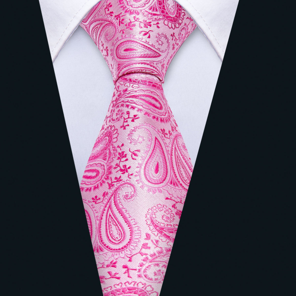 Pink Paisley Silk Tie, Pocket Square & Cufflinks Set tie sets - Sophisticated Gentlemen