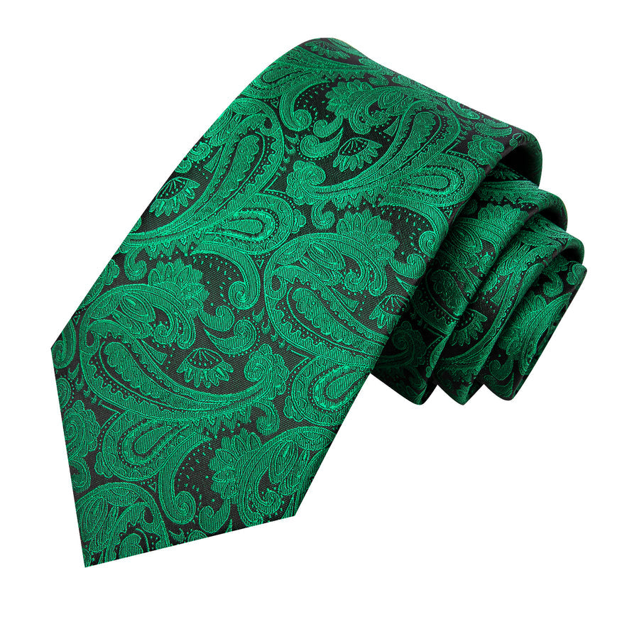 Dark Green and Black XL Tie, Pocket Square and Cufflinks tie sets - Sophisticated Gentlemen