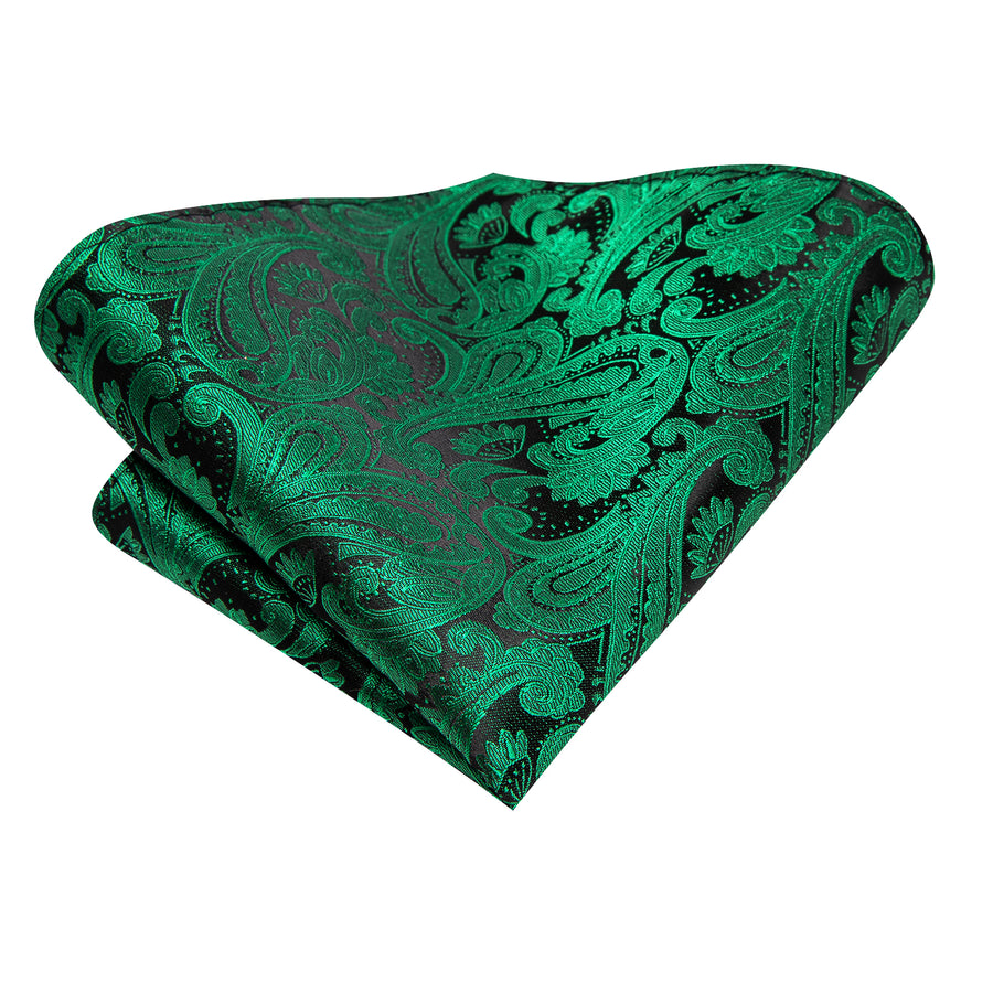 Dark Green and Black XL Tie, Pocket Square and Cufflinks tie sets - Sophisticated Gentlemen