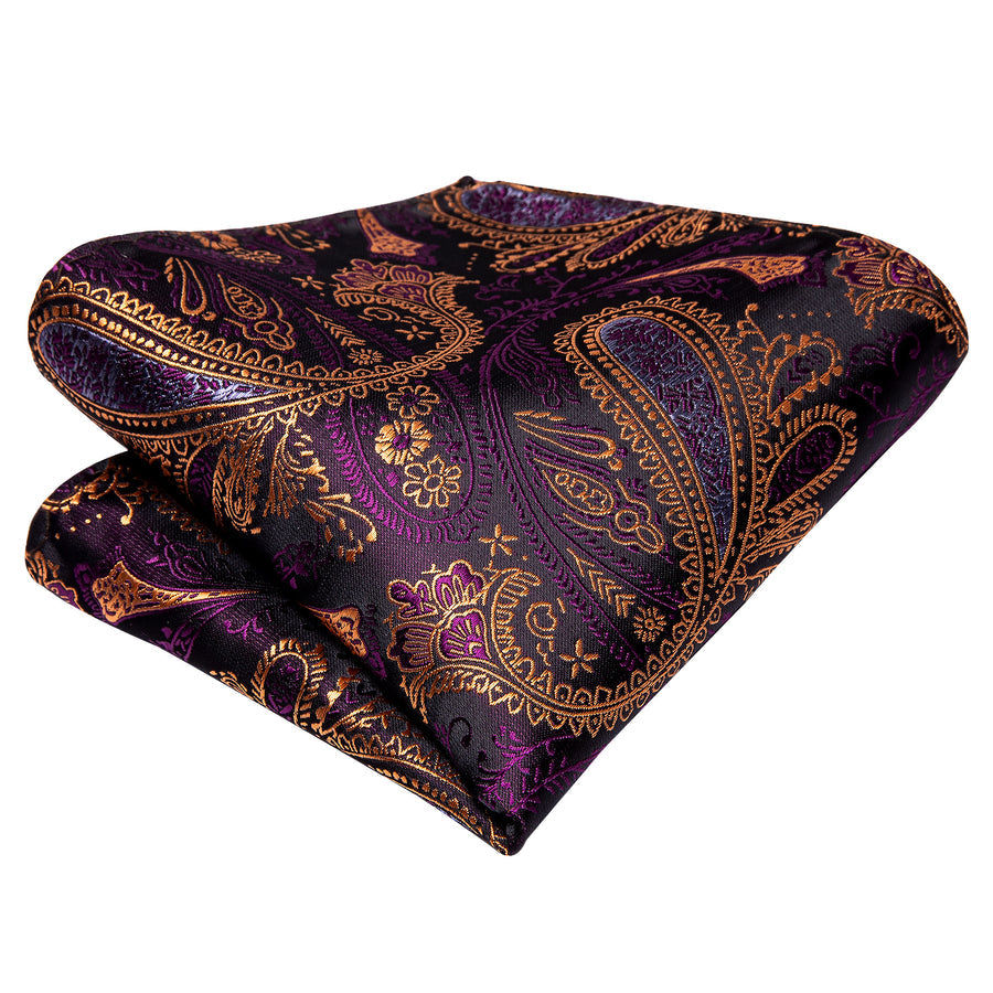 Purple and Brown Paisley XL Tie, Pocket Square and Cufflinks tie sets - Sophisticated Gentlemen