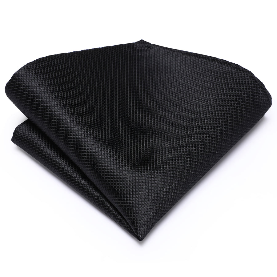Midnight Black Plaid XL Tie, Pocket Square and Cufflinks tie sets - Sophisticated Gentlemen