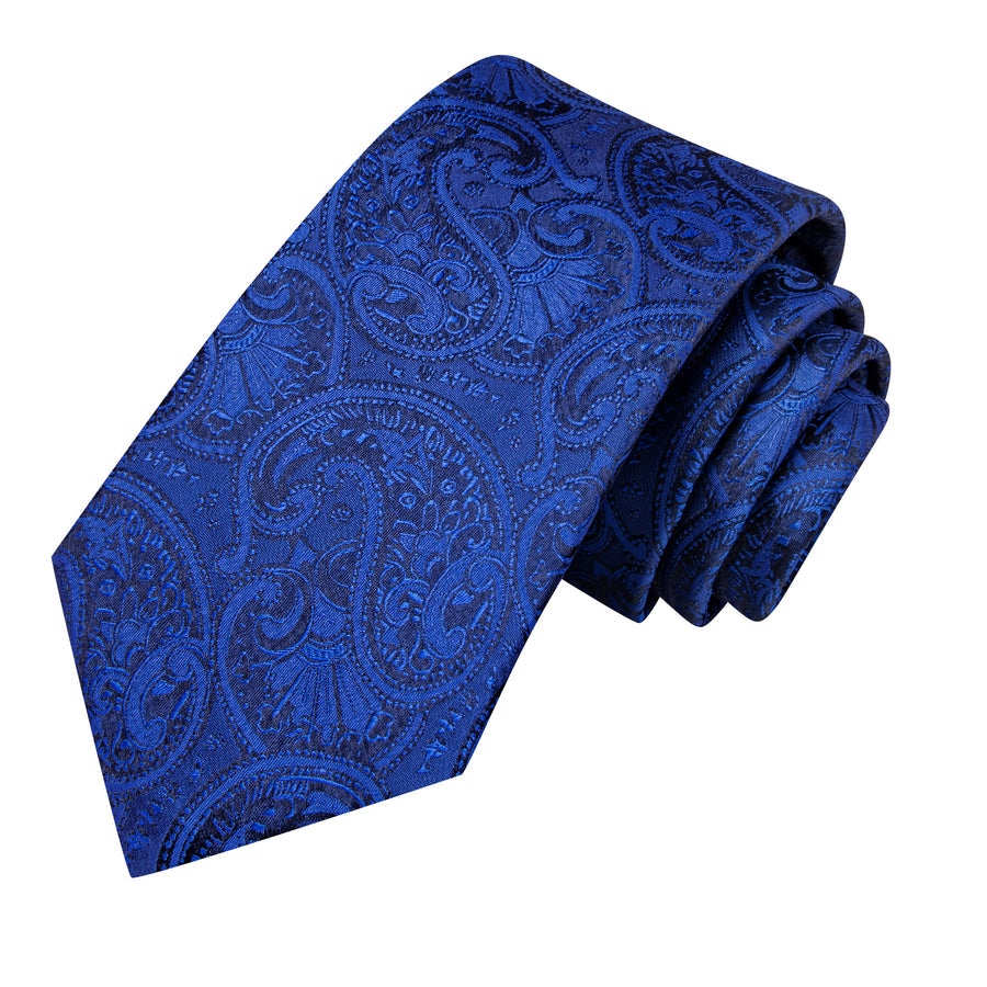 Royal Blue Paisley Striped XL Tie, Pocket Square and Cufflinks tie sets - Sophisticated Gentlemen